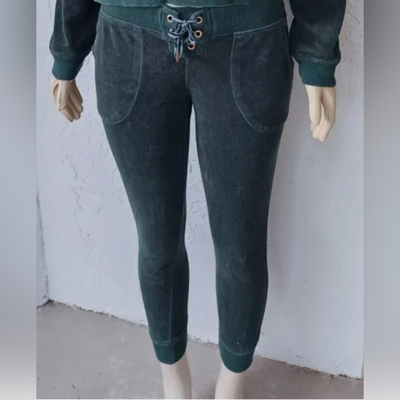 Betsy Johnson Green Velour Y2K Track Suit Joggers Small - Picture 8 of 9